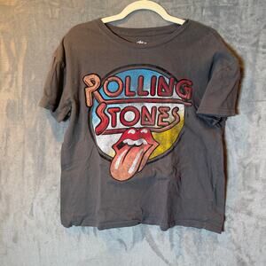 Rolling Stones Tongue Logo T Shirt Mens Large Gray Rock Band Tee